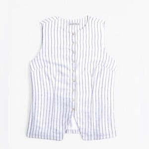 Abercrombie & Fitch White and Blue Striped Vest
